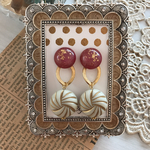 【再販✩】レッドカラーカボション✱大振りピアス