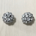●再販なし● SILVER RHINESTONE FLOWER BUTTON CABOCHONS PARTS