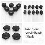 Fake Stone AcrylicBeads Black アクリル ビーズ ラウンド 菱形 フラットラウンド ブラック 黒