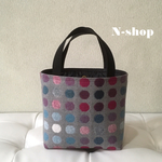 ウール混*カラフルドット柄♪ミニトートバック★ハンドメイド★