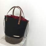  【専用出品】sizeS choco×Black 麻かごバケツ型巾着トート 