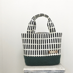 【専用出品】sizeM モスグリーン×Black 格子柄 麻かごスクエアトート 
