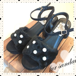 【S〜L】12cmヒールファーパンプス/bk