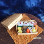 ミニチュアフード 竹かご桜おにぎり弁当