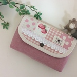いちごパッチ　母子手帳・通帳カードケース