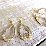 ちっちゃなパールにクロッシェのピアス◇ホワイト◇