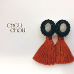 刺繍ビーズ×タッセルピアス