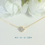 再再販 ジルコニア(5mm)☆エレガンスゴールドチェーンのシンプルネックレス 