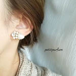 ホワイト×ハート×クリスタル　ピアス