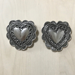 ANTIQUE SILVER HEART BUTTON CABOCHONS PARTS