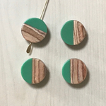 WOOD GREEN TWOTONE ROUND BEADS PARTS