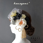 ＊～白黒monokuro～＊八重椿とドットチュールの髪飾り