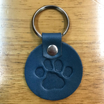 ⑤牛革「肉球キーホルダー」青