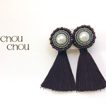 刺繍ビーズ×タッセルピアス
