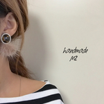 再販15♡ふわふわ♡ビーズ刺繍とミンクファーのピアス