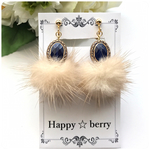 ミンクファー♡ふわふわ イヤリング・ピアス(ベージュ)