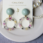 ブラック×シルバー　ボタニカルリング　ピアス