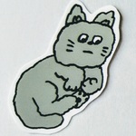 Cキャッツ（グレー）/猫　ネコ　ねこ　ステッカー　シール　イラストレーション