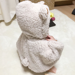 【出産祝いにも☆】再販☆新生児〜75cm くま耳付きふわもこポンチョ★ホワイト【定形外送料無料◎】