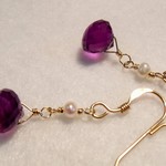 Xmasセール30%off♪〈k14gf〉アメジスト＆パールピアス