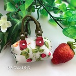  新作 ファスナーバッグ いちご 赤&オリーブ