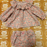 [80サイズ]ふりふり襟のブラウスとかぼちゃパンツ