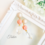 再販♡優しい色合いピンクカボションピアス（イヤリング）
