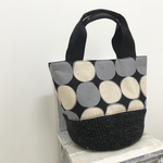 【専用出品】sizeM ツイードBlack×ドットBlack ニットのラウンドトート 