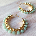 天然石 アマゾナイトのフープピアス
