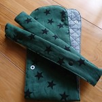 超ロング水筒肩ひもカバー／リバーシブル【スター(緑)／チェック(黒)】