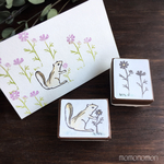 リスとコスモスの消しゴムはんこ＊2個セット