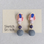 oriental blue×gray刺繍ピアス
