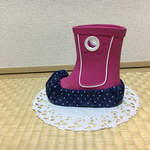  防水靴カバー☆紺色ドット