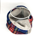   再販  ネックウォーマー かぶりタイプ   タータンチェック ネイビー×モカグレージュ
