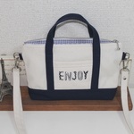 ２wayトートバッグ型のミニショルダーバッグ　（帆布　ネイビー　ENJOY）