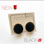 黒ベロア素材🌹ベルベット💋ラウンドピアス