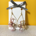 Playfulピアス＊14kgf＊(フープ型コットンパール&シルクリボン)