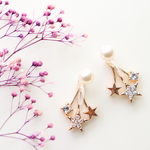 Swarovski pearl goldstar♡　バックキャッチピアス/樹脂ノンホールピアス（イヤリング） 