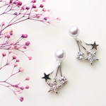 Swarovski pearl silverstar♡　バックキャッチピアス/樹脂ノンホールピアス（イヤリング） 