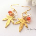 紅葉・カーネリアン・水晶ピアス