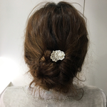 レースモチーフ　パール付　ヘアピン　シルバー