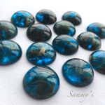 ティールブルー×ゴールド マーブル カボション 24mm 2個set