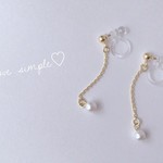 シンプルで使いやすい♡華奢パールとチェーン樹脂ノンホール/イヤリング/ピアス変更可