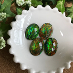 USA import レジンカボション 25×18mm オパールブラック 4個