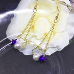 パールとバラの猫ピアス