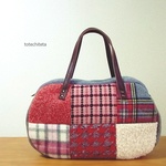 そらまめバッグ(wool patch -warm color x gray- #3)