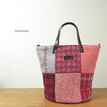 bucket tote bag ( wool patch -warm color- )
