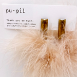 べっこうとマラボーファーのイヤリング（レクタングル）