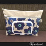 再再・・販☆おむつ&おしりふきケース☆花柄ブルー系☆ノーマルビタット☆ダブルファスナー