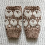 【soranakoさまリクエスト品】手編みの指なしミトン　ひつじ　モカ×ホワイト